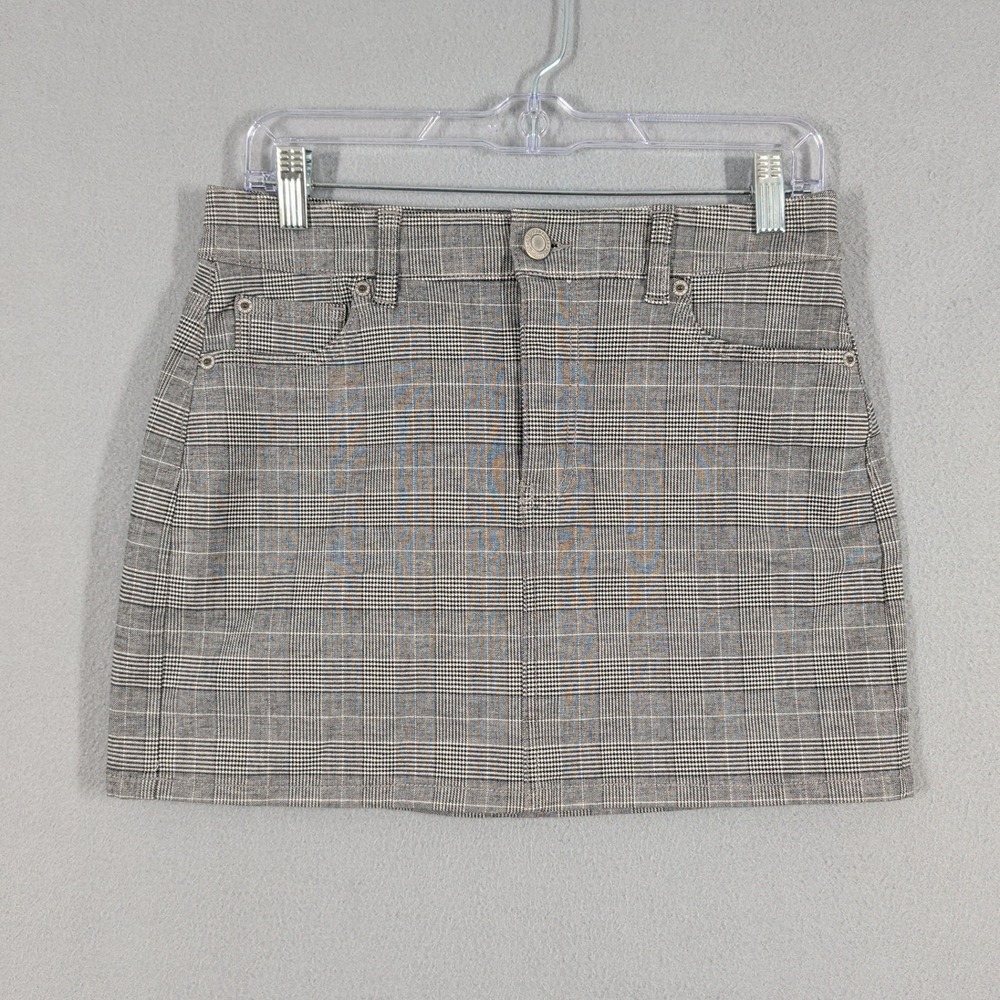 American Eagle Skirt Womens 4‎ Black White Plaid Hi Rise Mini Super Stretch NWT